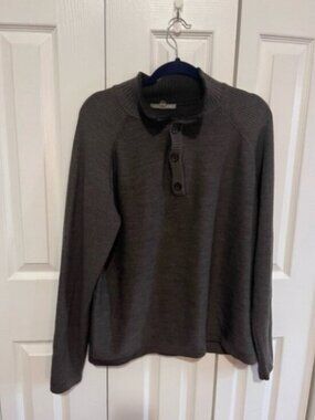 Smartwool Button Henley Sweater Brown Men's Large
